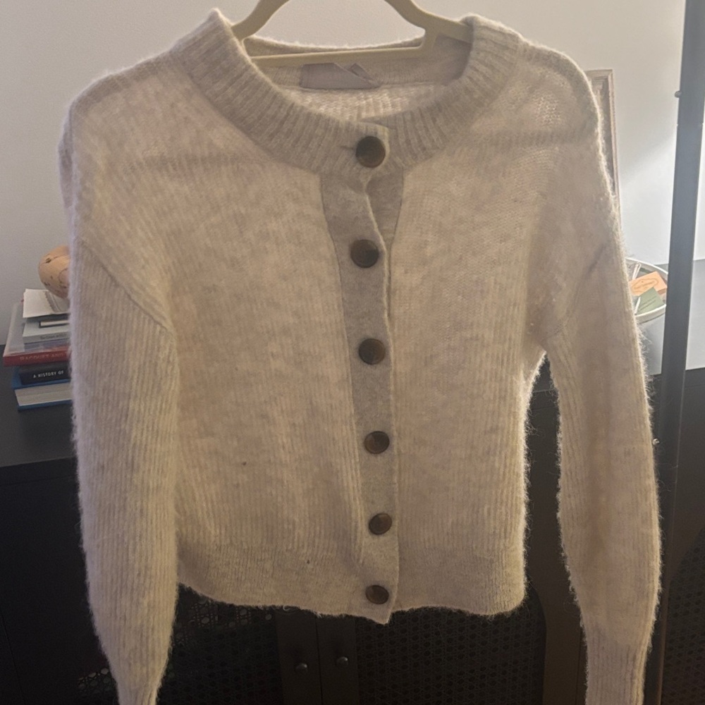 Everlane Cream Button-Up Cardigan